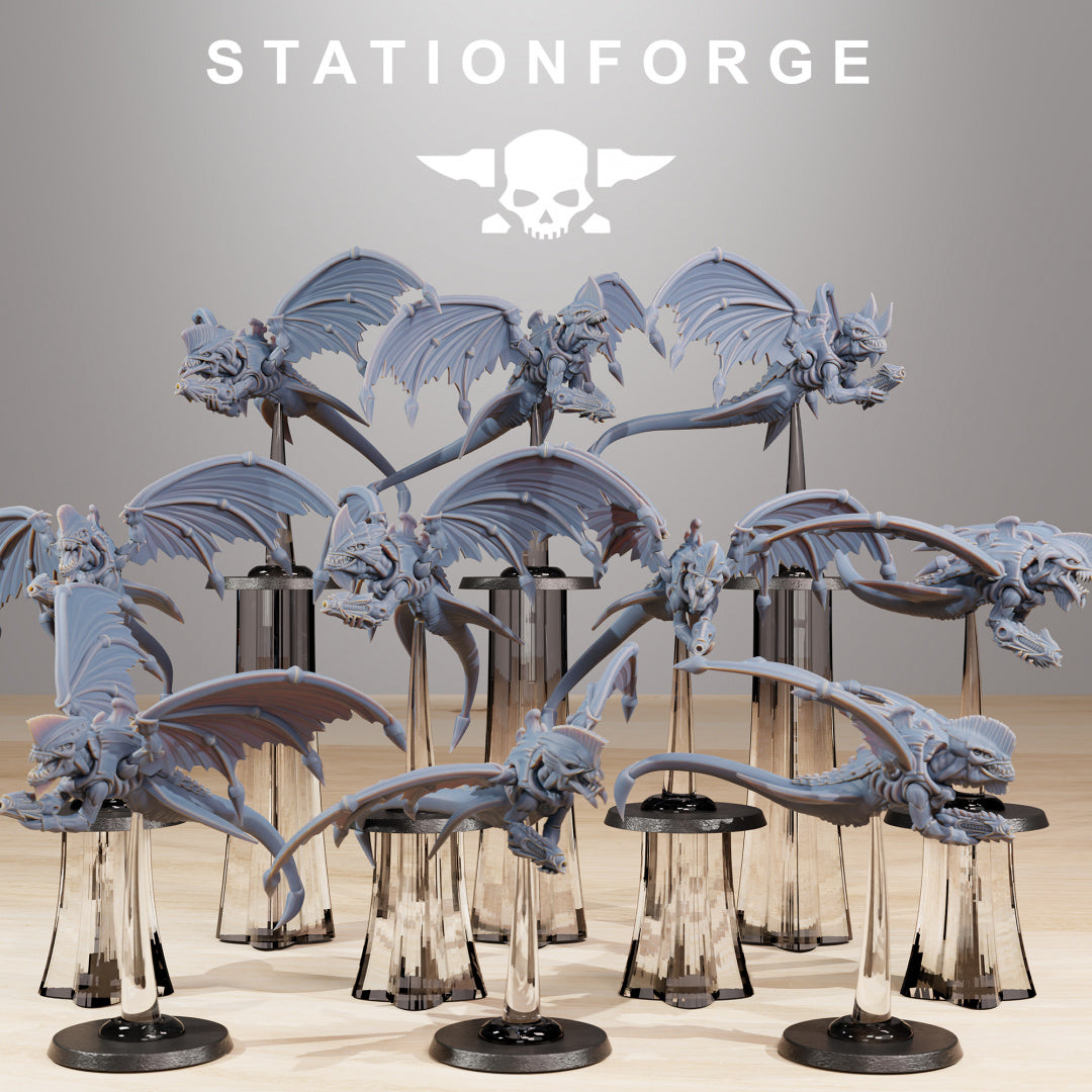 Xenarid Flyers - Compatible with Warhammer 40K - by Station Forge - Tabletop RPG Miniature - Roleplaying 3D Printed Fantasy Mini