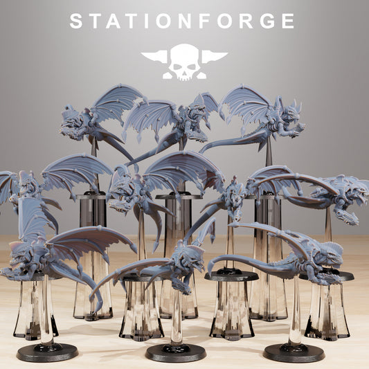 Xenarid Flyers - Compatible with Warhammer 40K - by Station Forge - Tabletop RPG Miniature - Roleplaying 3D Printed Fantasy Mini