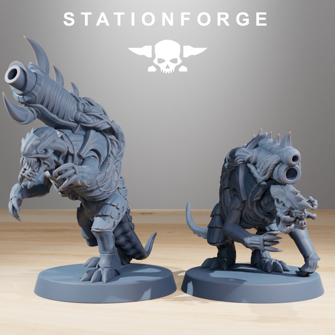 Xenarid Mortars - Compatible with Warhammer 40K - by Station Forge - Tabletop RPG Miniature - Roleplaying 3D Printed Fantasy Mini