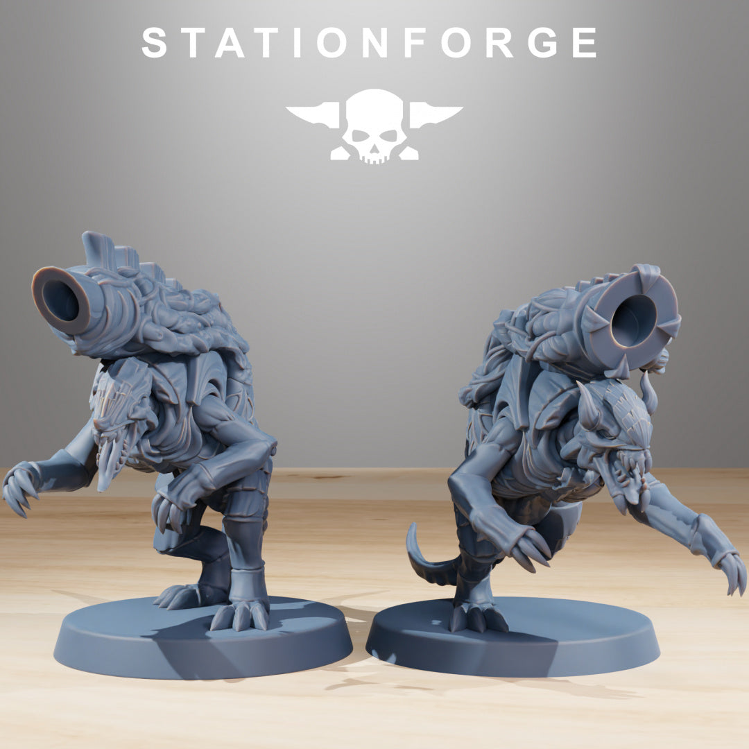 Xenarid Mortars - Compatible with Warhammer 40K - by Station Forge - Tabletop RPG Miniature - Roleplaying 3D Printed Fantasy Mini