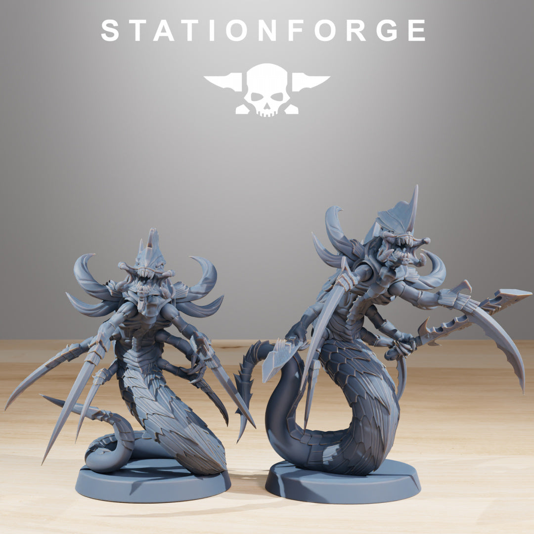 Xenarid Serpents - Compatible with Warhammer 40K - by Station Forge - Tabletop RPG Miniature - Roleplaying 3D Printed Fantasy Mini