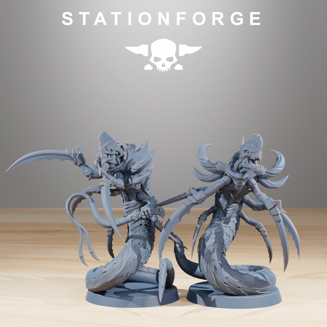 Xenarid Serpents - Compatible with Warhammer 40K - by Station Forge - Tabletop RPG Miniature - Roleplaying 3D Printed Fantasy Mini