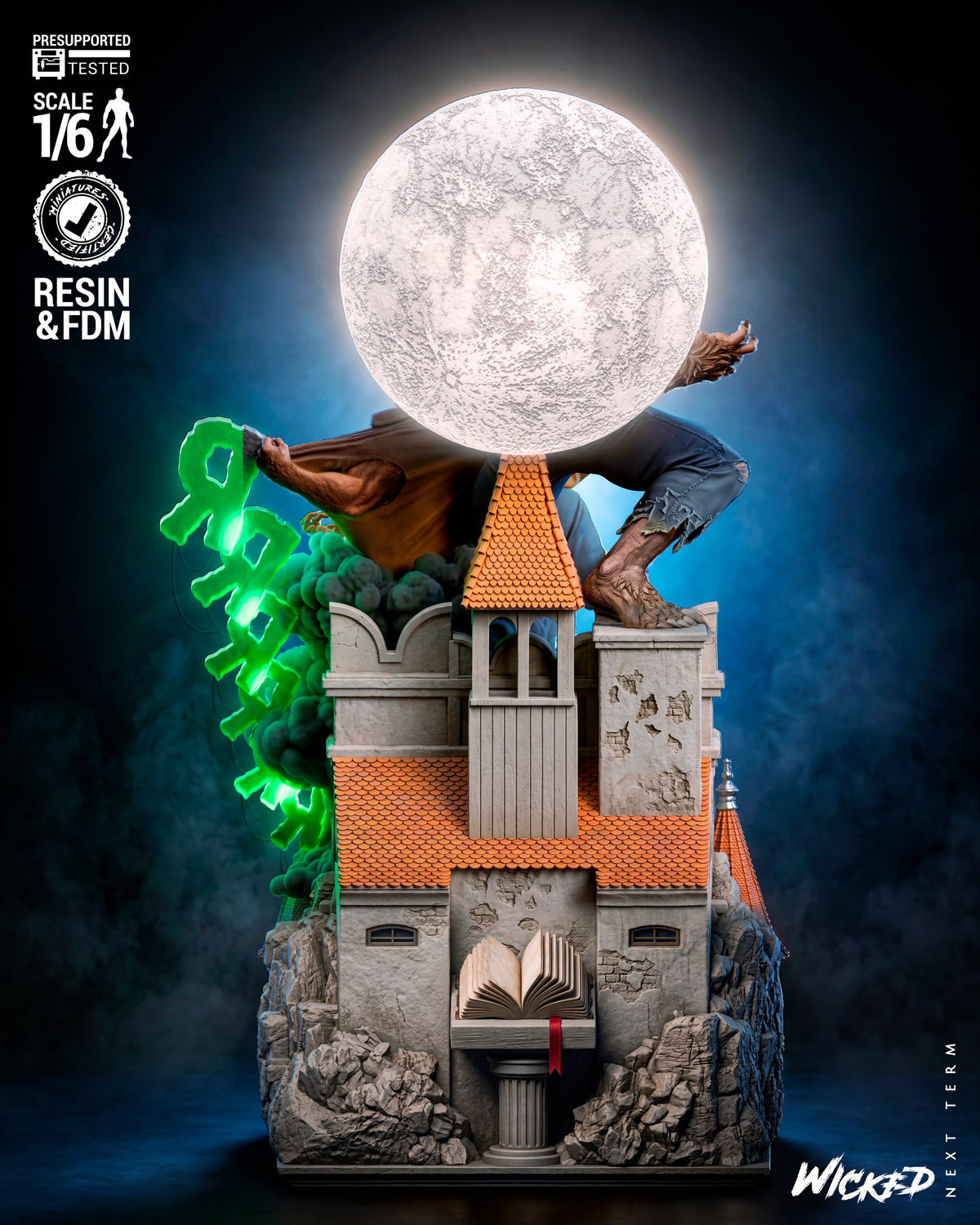 Werewolf by Night Diorama (75mm to 500mm) - Unassembled/Unpainted/3D Print