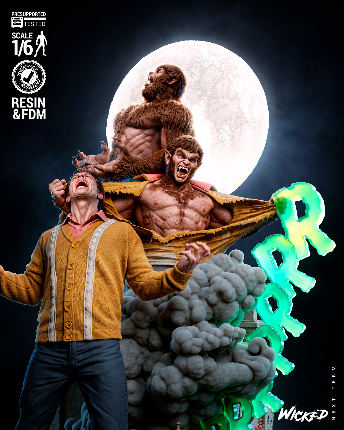 Werewolf by Night Diorama (75mm to 500mm) - Unassembled/Unpainted/3D Print