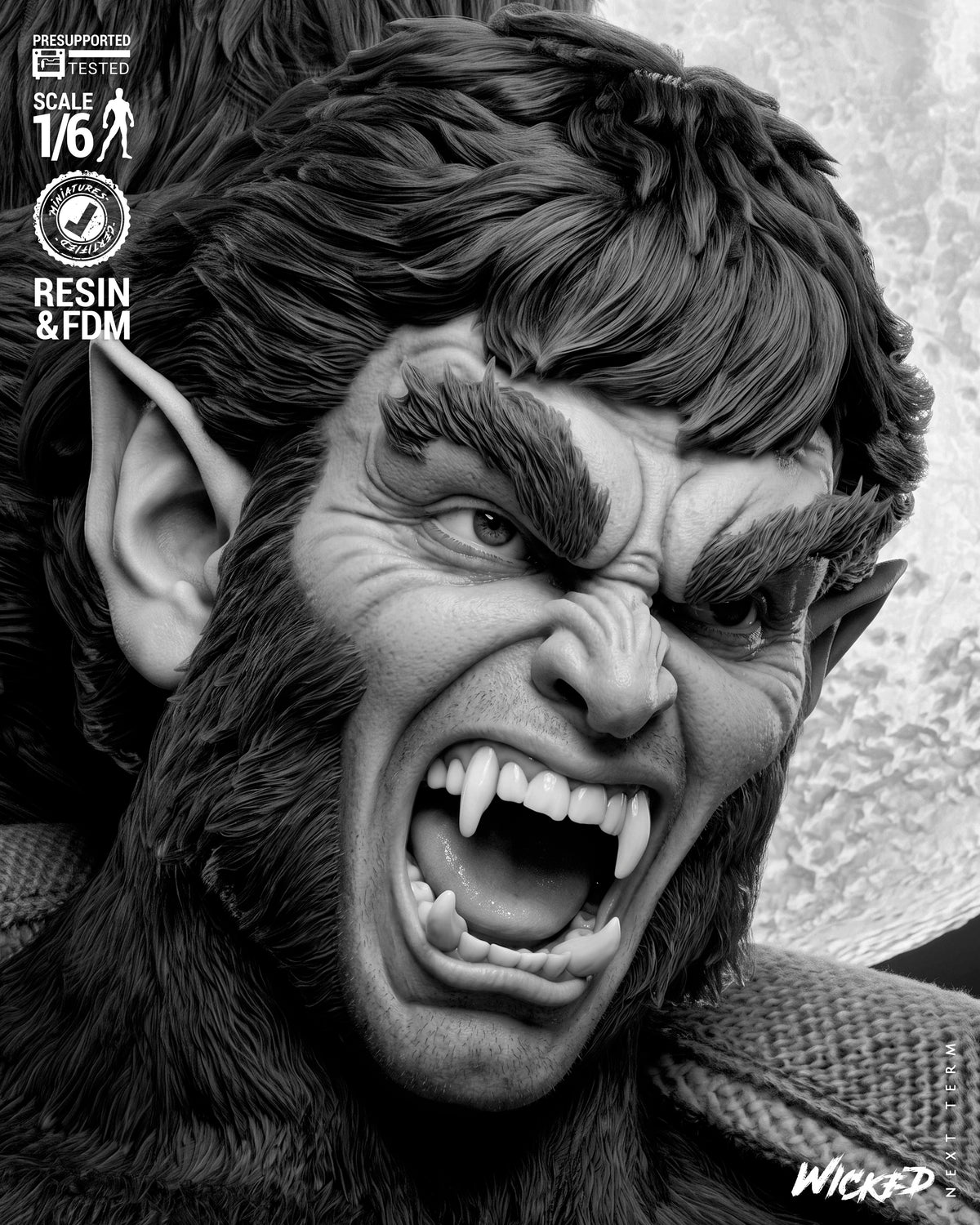 Werewolf by Night Diorama (75mm to 500mm) - Unassembled/Unpainted/3D Print