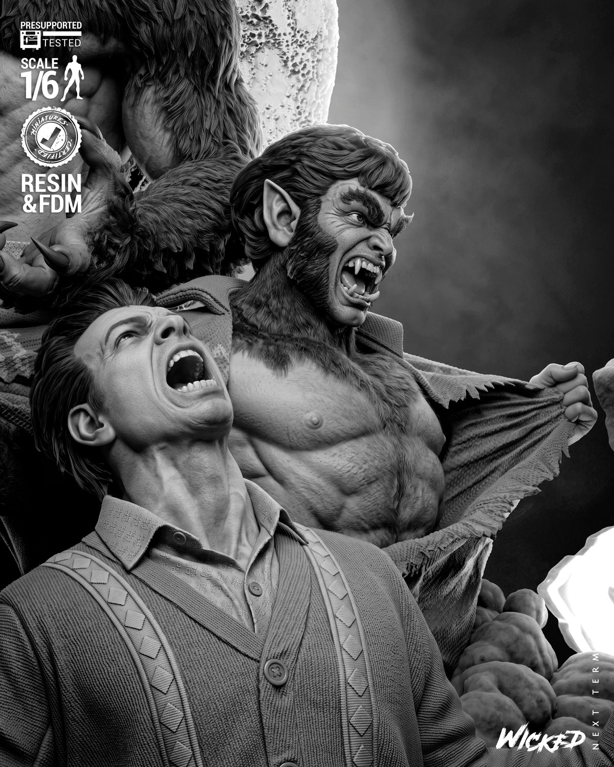 Werewolf by Night Diorama (75mm to 500mm) - Unassembled/Unpainted/3D Print