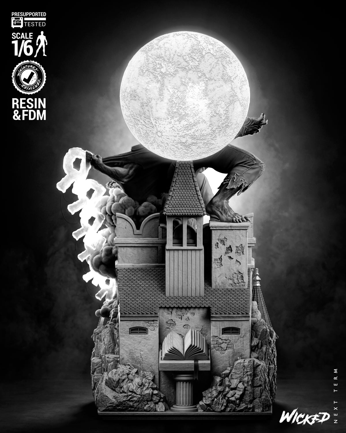Werewolf by Night Diorama (75mm to 500mm) - Unassembled/Unpainted/3D Print