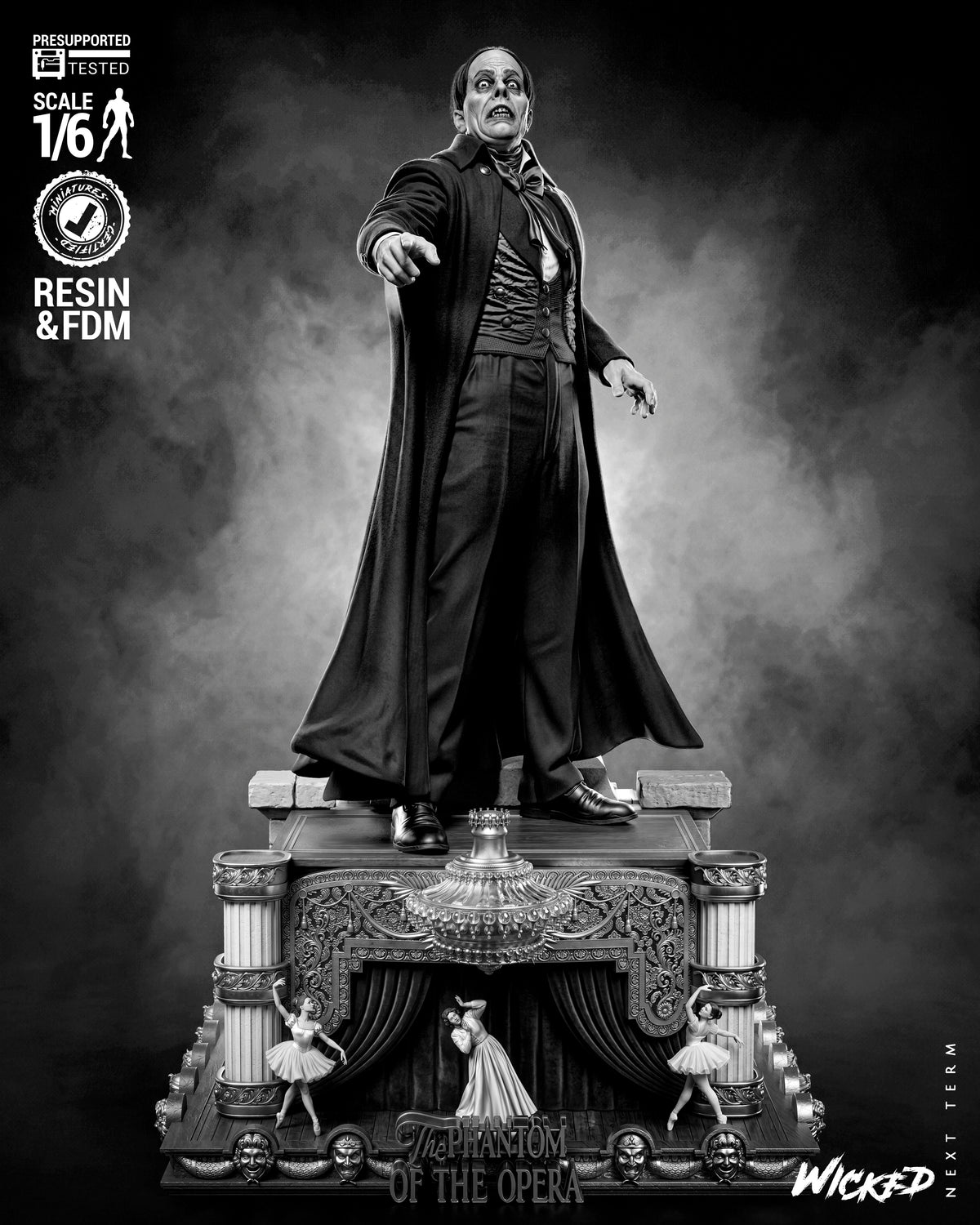 Phantom of the Opera Sculpture (75mm to 500mm) - Unassembled/Unpainted/3D Print