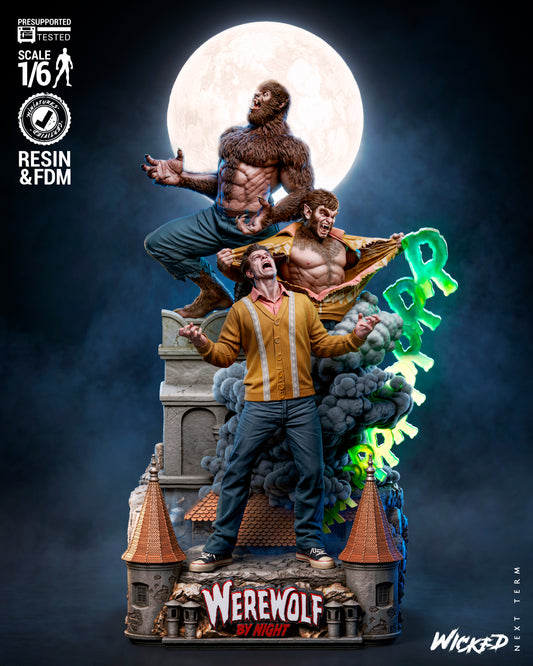 Werewolf by Night Diorama (75mm to 500mm) - Unassembled/Unpainted/3D Print