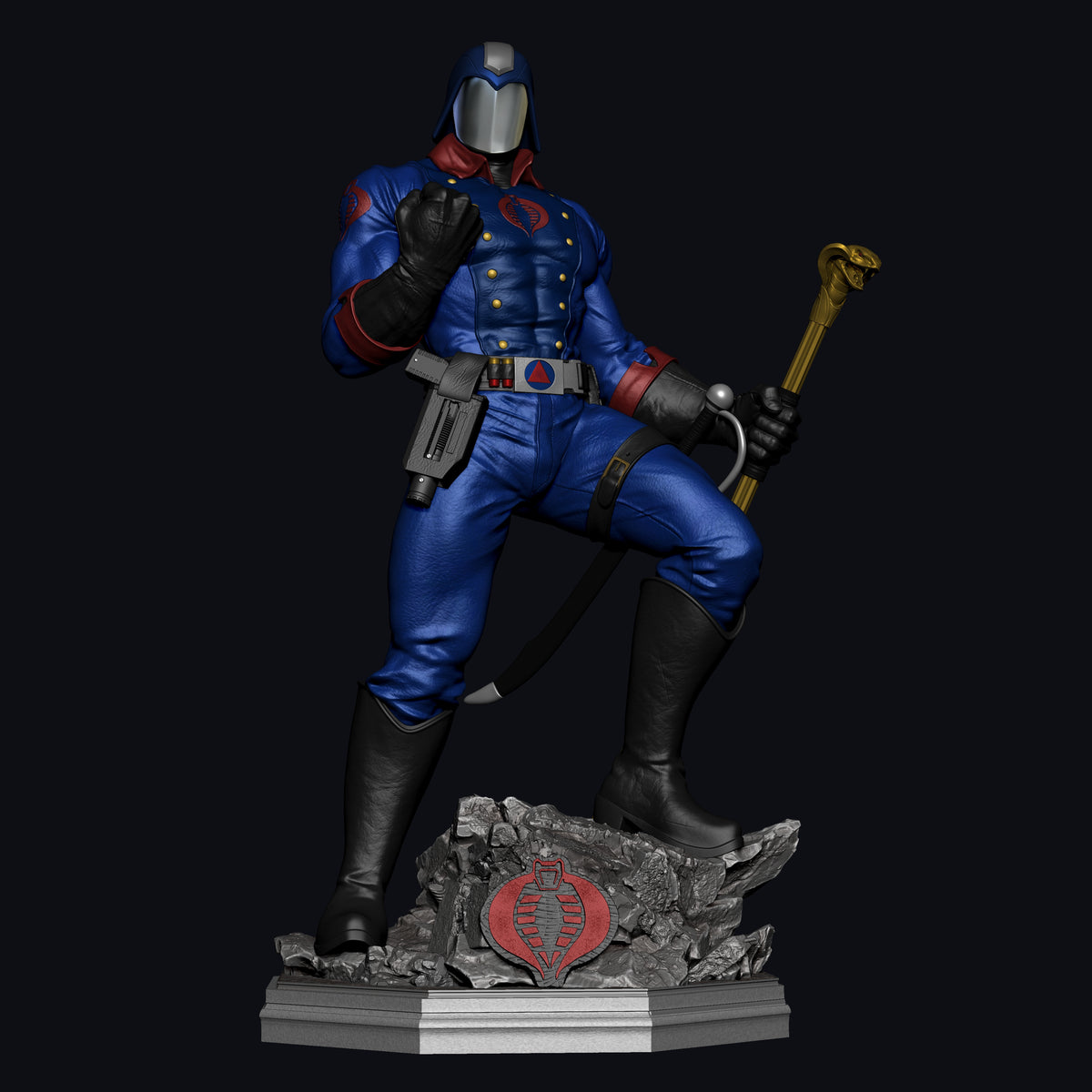 Cobra Commander Sculpture (75mm to 500mm) - Unassembled/Unpainted/3D Print