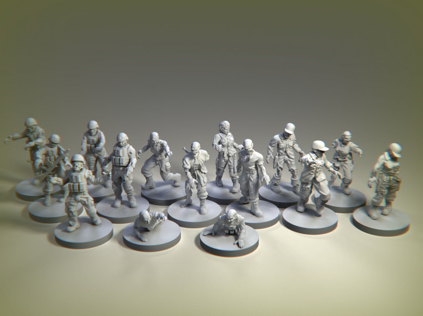 Zombie Apocalypse Military Zombies - Zombiecide - by Warbear- Tabletop RPG Miniature - Roleplaying 3D Printed Fantasy Mini