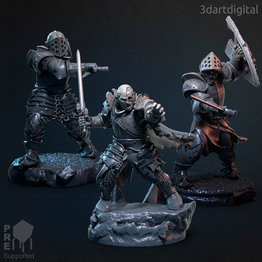 Zombie Knights - Mordheim - Ravenloft - by 3dartDigital - Tabletop RPG Miniature - Roleplaying 3D Printed Fantasy Mini