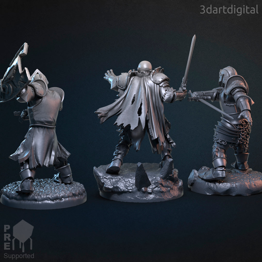 Zombie Knights - Mordheim - Ravenloft - by 3dartDigital - Tabletop RPG Miniature - Roleplaying 3D Printed Fantasy Mini