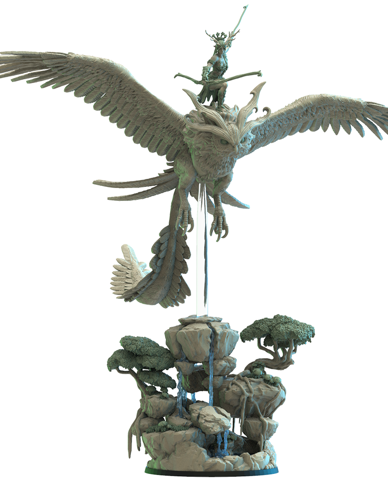 Akina on Giant Fukuro - Wood Elf - TTRPG - Wargaming - Dungeons and Dragons