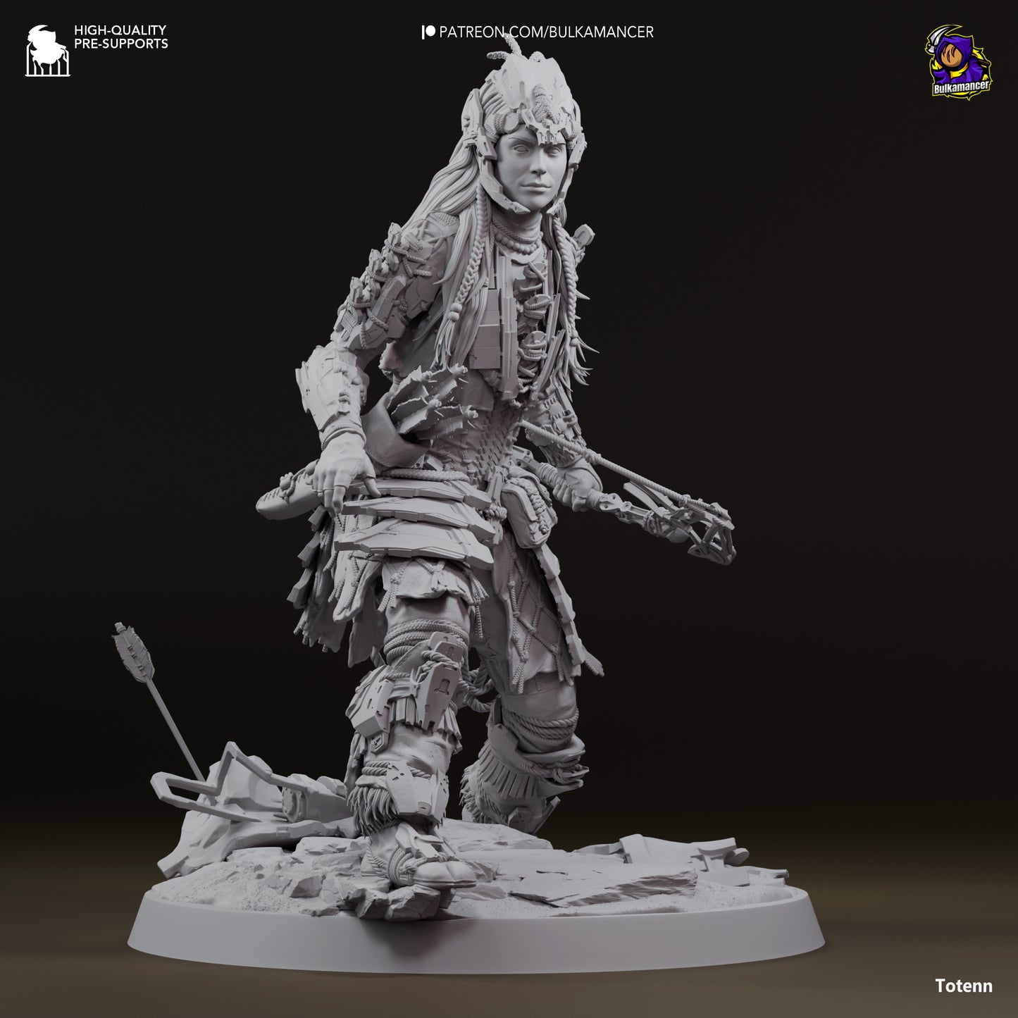 Aloy Diorama - by Bulkmancer Miniatures - Tabletop RPG Miniature - Roleplaying 3D Printed Fantasy Mini