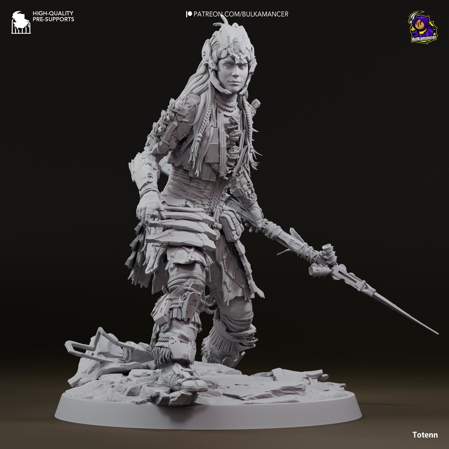 Aloy Diorama - by Bulkmancer Miniatures - Tabletop RPG Miniature - Roleplaying 3D Printed Fantasy Mini