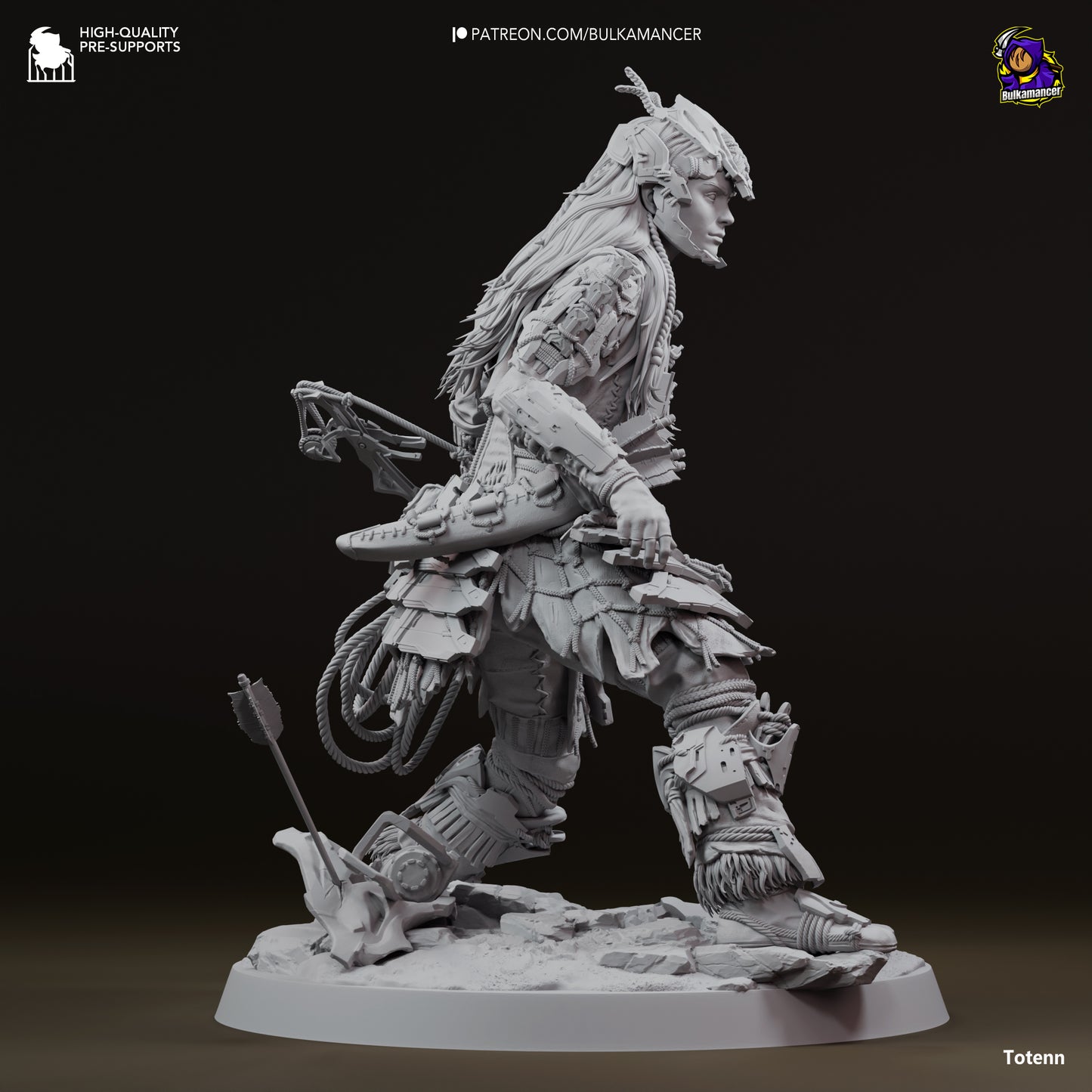 Aloy Diorama - by Bulkmancer Miniatures - Tabletop RPG Miniature - Roleplaying 3D Printed Fantasy Mini