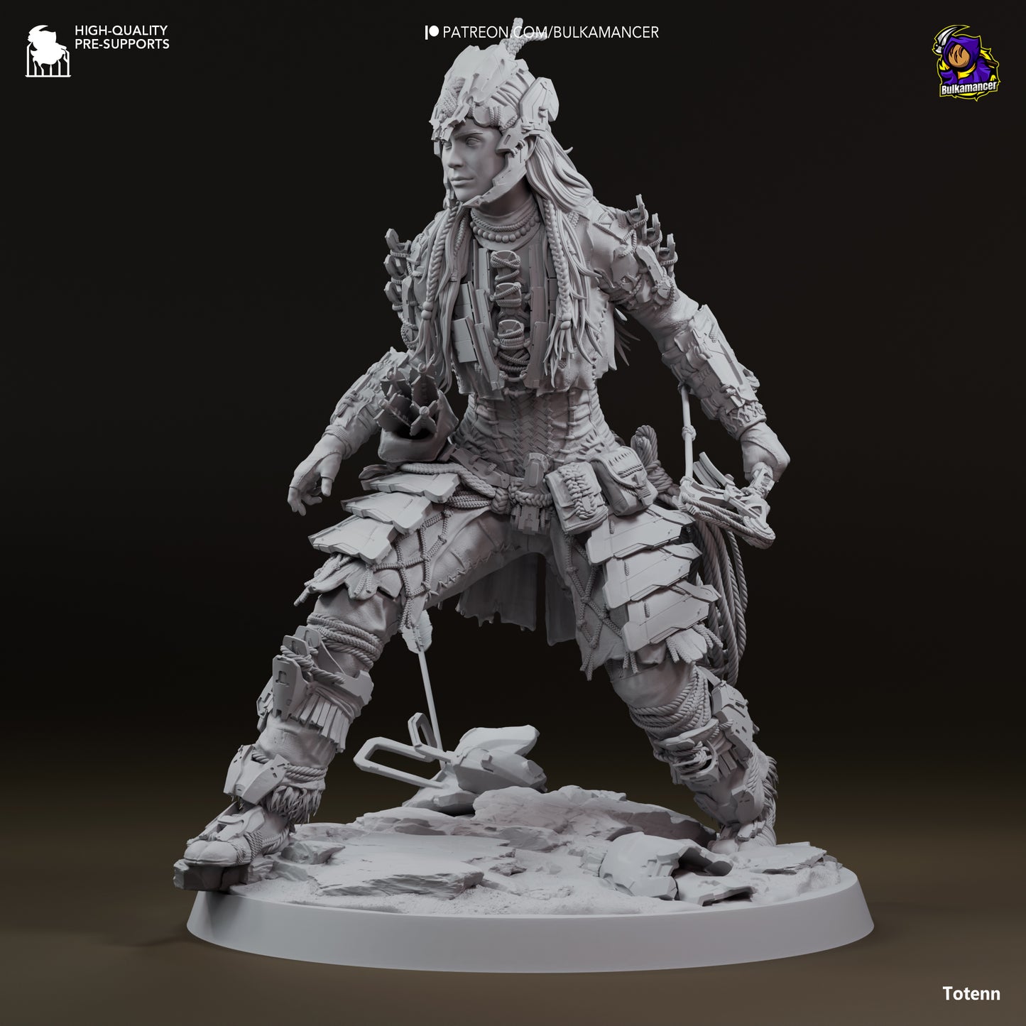 Aloy Diorama - by Bulkmancer Miniatures - Tabletop RPG Miniature - Roleplaying 3D Printed Fantasy Mini