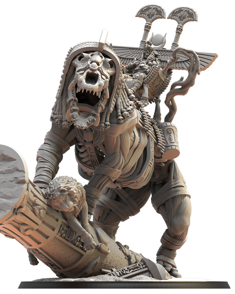 Amenhotep, the Terrible on Ammit - Tomb Kings - Undead - TTRPG - Wargaming- Dungeons and Dragons