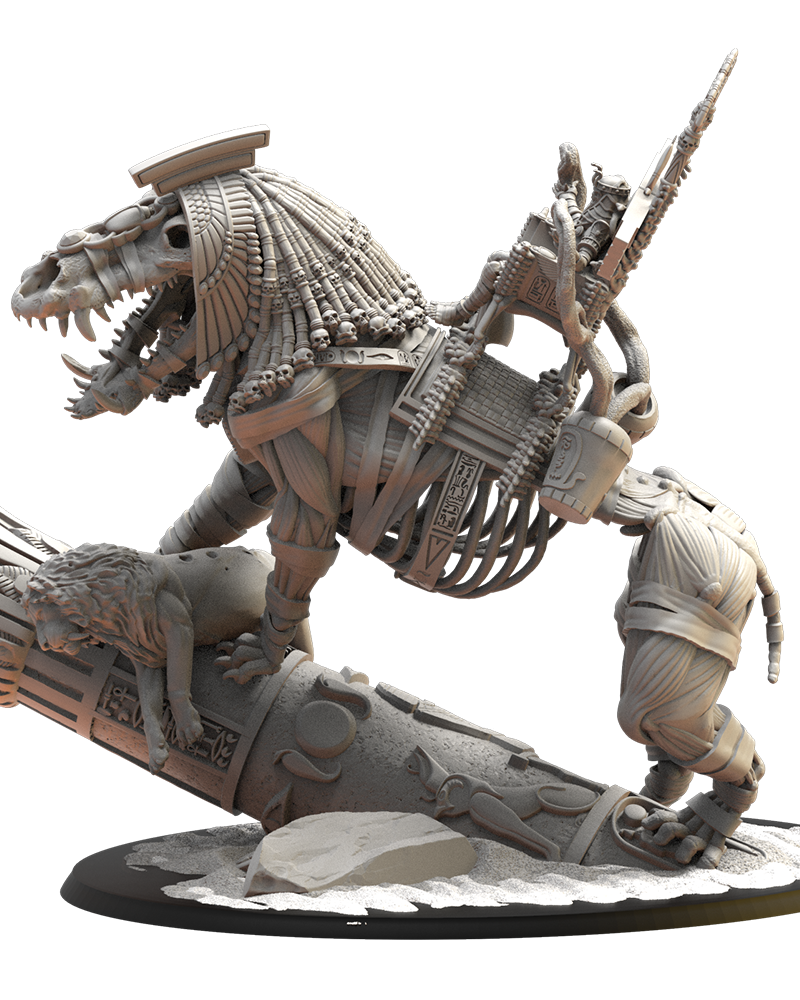 Amenhotep, the Terrible on Ammit - Tomb Kings - Undead - TTRPG - Wargaming- Dungeons and Dragons