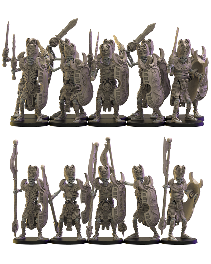 Amun-Re Guard (x10) - Tomb Kings - Undead - TTRPG - Wargaming - Dungeons and Dragons