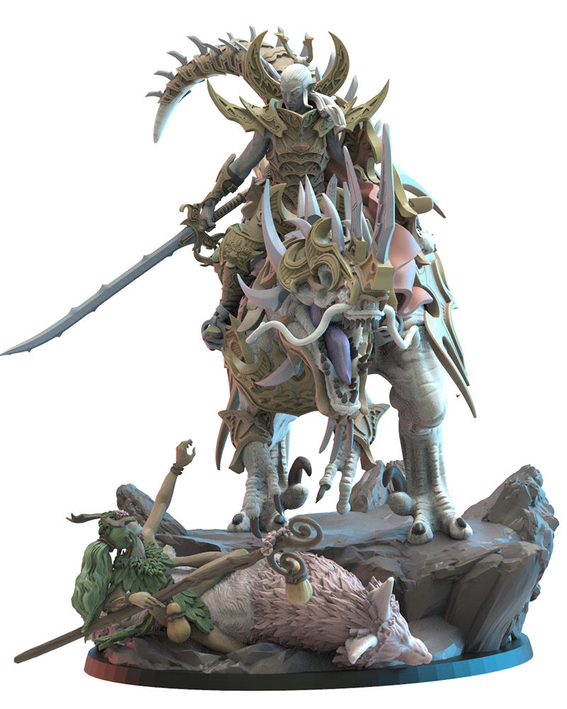 Ashura, the Destroyer on Ryōryū - Night Elves - TTRPG - Wargaming - Dungeons and Dragons