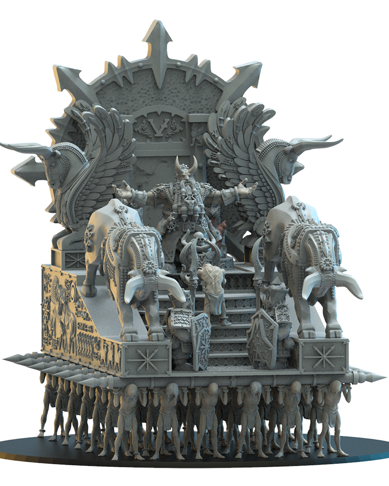 Assur, The God King on Palanquin - Chaos Dwarves - TTRPG - Wargaming - Dungeons and Dragons