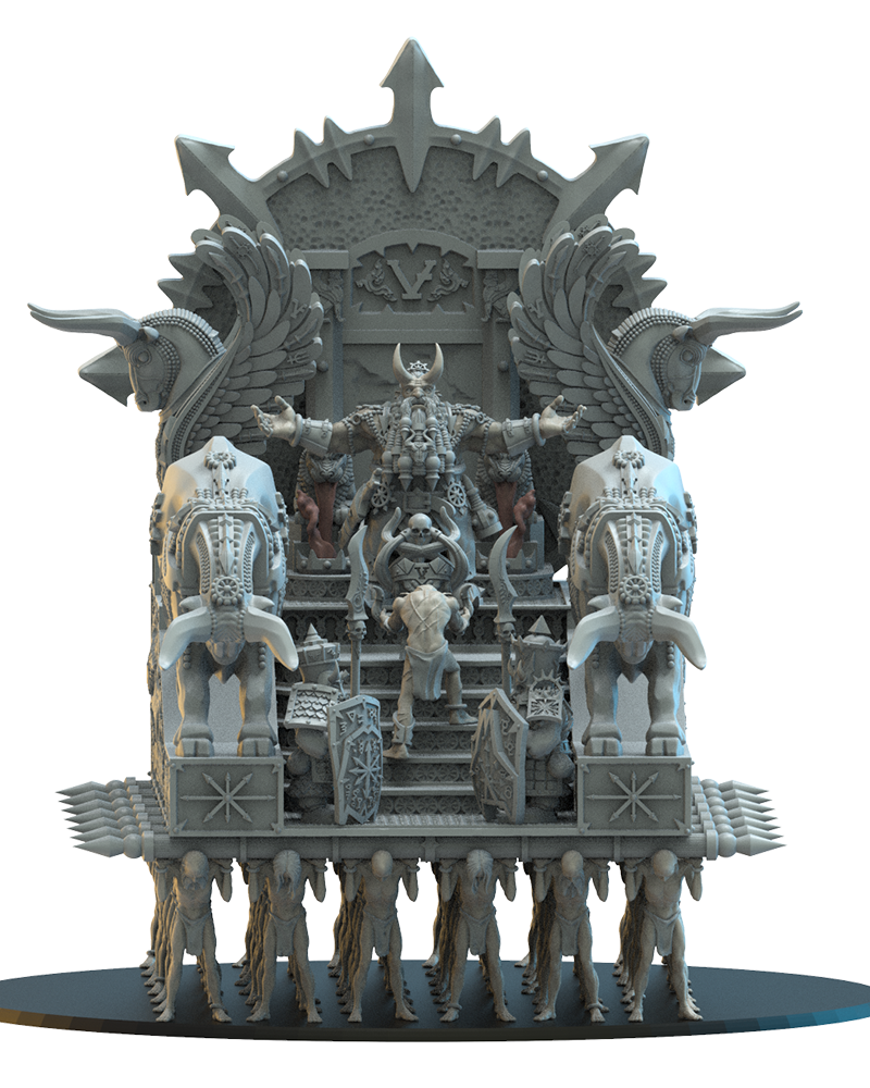 Assur, The God King on Palanquin - Chaos Dwarves - TTRPG - Wargaming - Dungeons and Dragons