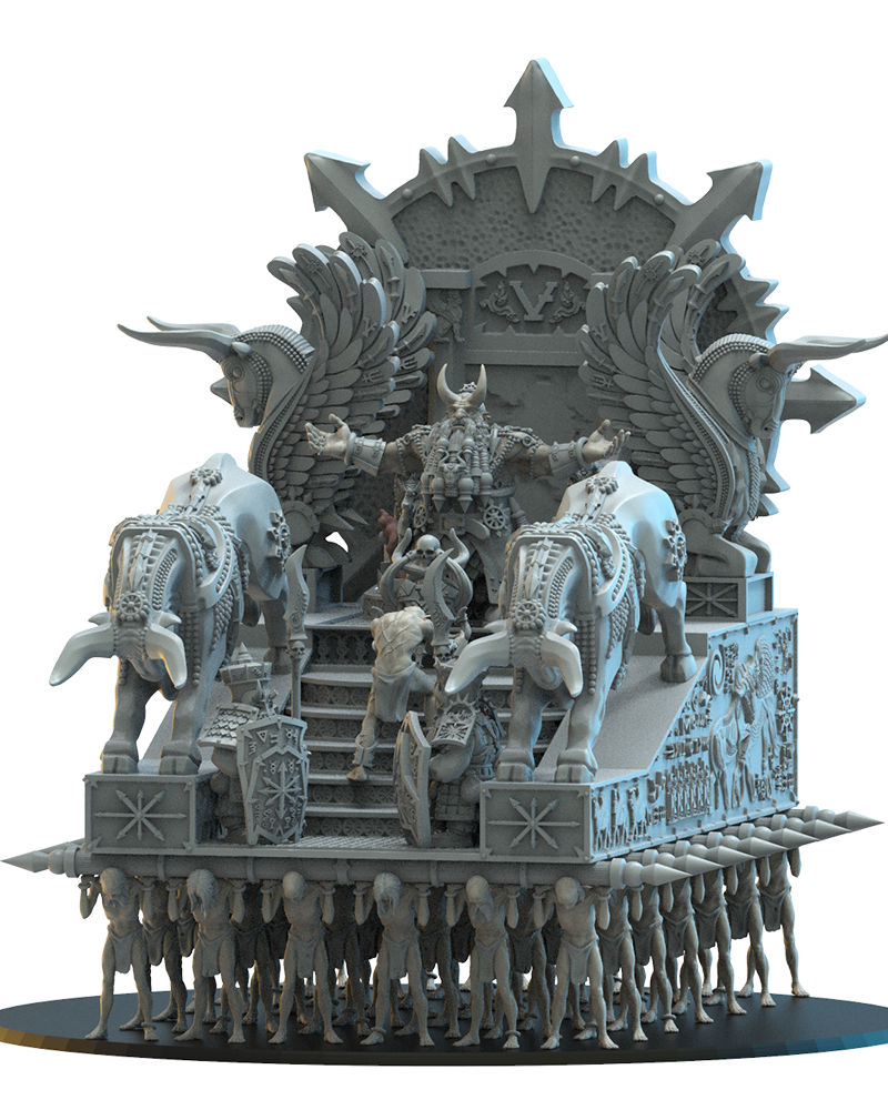 Assur, The God King on Palanquin - Chaos Dwarves - TTRPG - Wargaming - Dungeons and Dragons