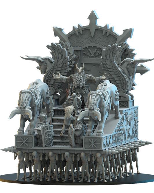 Assur, The God King on Palanquin - Chaos Dwarves - TTRPG - Wargaming - Dungeons and Dragons