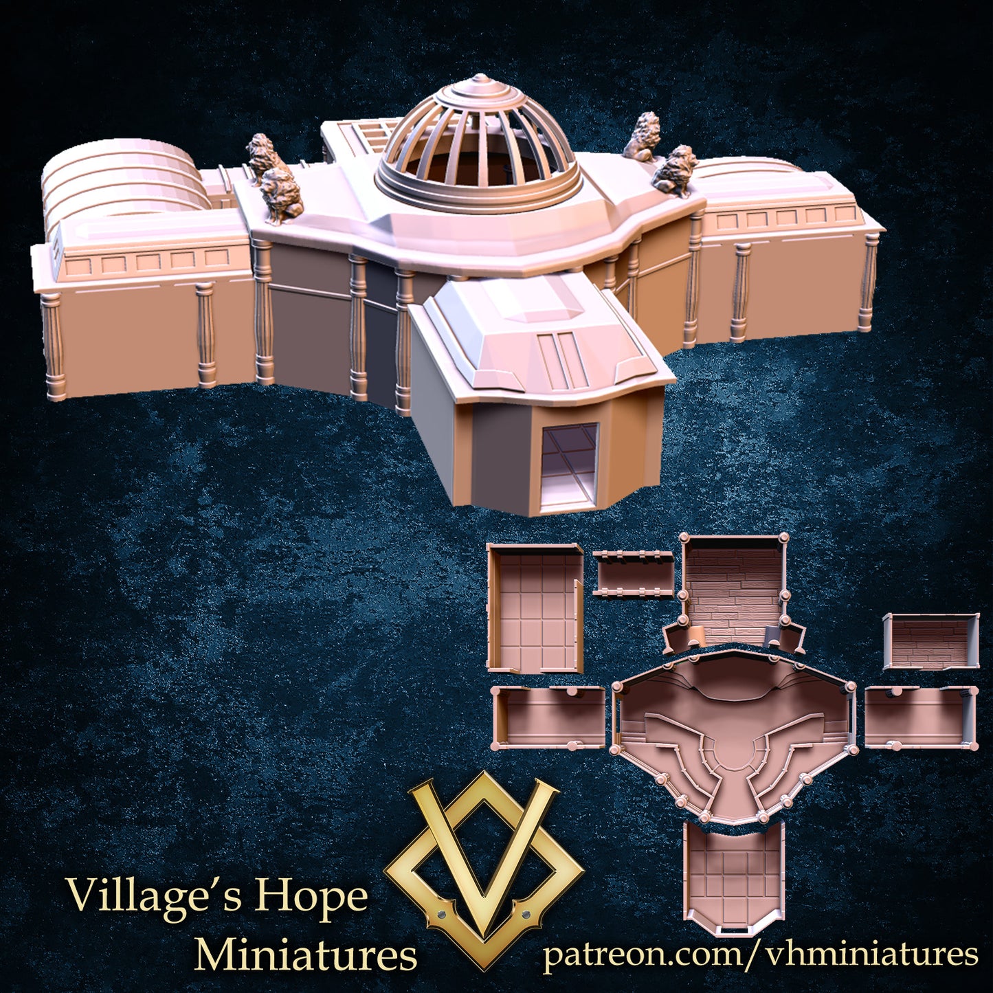 Auction Hall - Terrain - by Village Hope Miniatures - Tabletop RPG Miniature - Roleplaying 3D Printed Fantasy Mini