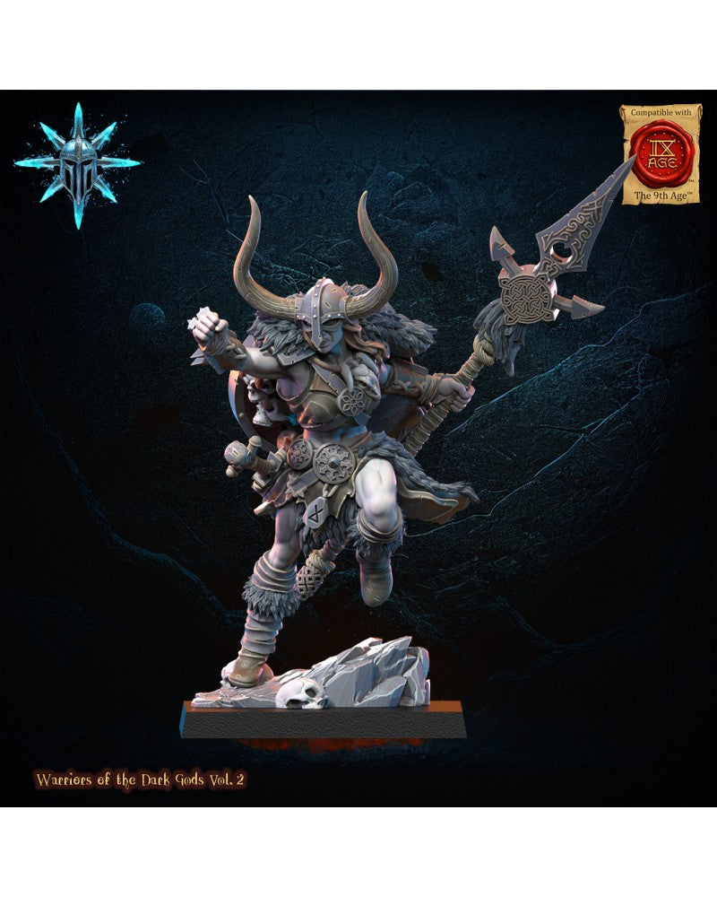 Barbarian Chief with spear/axe - Warriors of the Dark Gods - TTRPG - Wargaming - Dungeons and Dragons