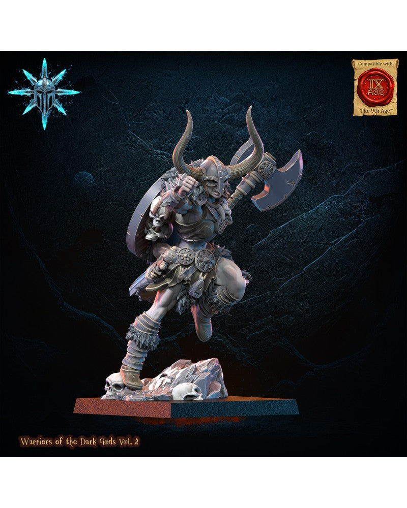 Barbarian Chief with spear/axe - Warriors of the Dark Gods - TTRPG - Wargaming - Dungeons and Dragons