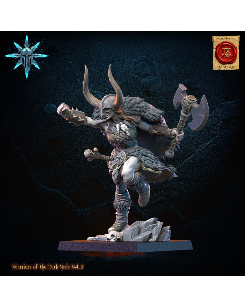 Barbarian Chief with spear/axe - Warriors of the Dark Gods - TTRPG - Wargaming - Dungeons and Dragons