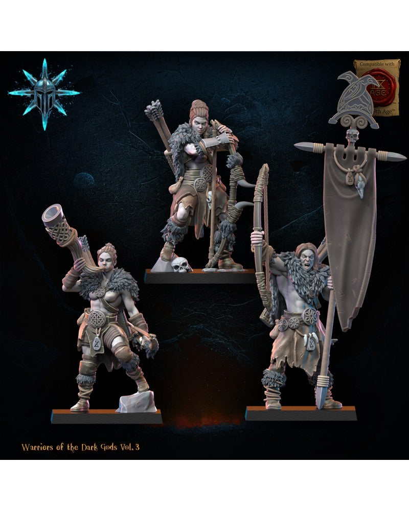 Barbarian regiment with bows CG (x3) - Warriors of the Dark Gods - TTRPG - Wargaming- Dungeons and Dragons