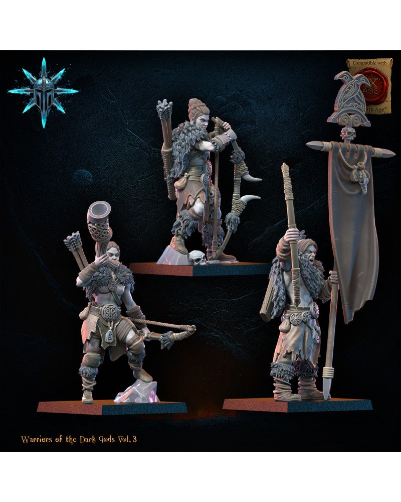 Barbarian regiment with bows CG (x3) - Warriors of the Dark Gods - TTRPG - Wargaming- Dungeons and Dragons
