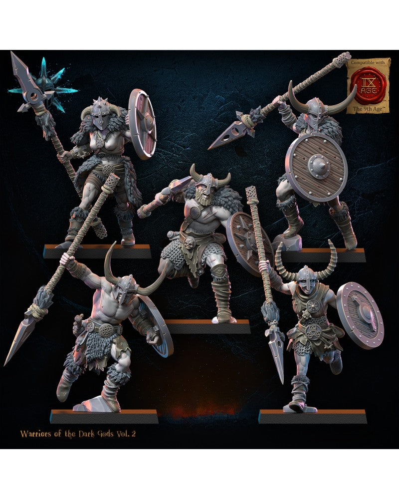 Barbarian Regiment with Spears/Axes (x10) - Warriors of the Dark Gods - TTRPG - Wargaming - Dungeons and Dragons