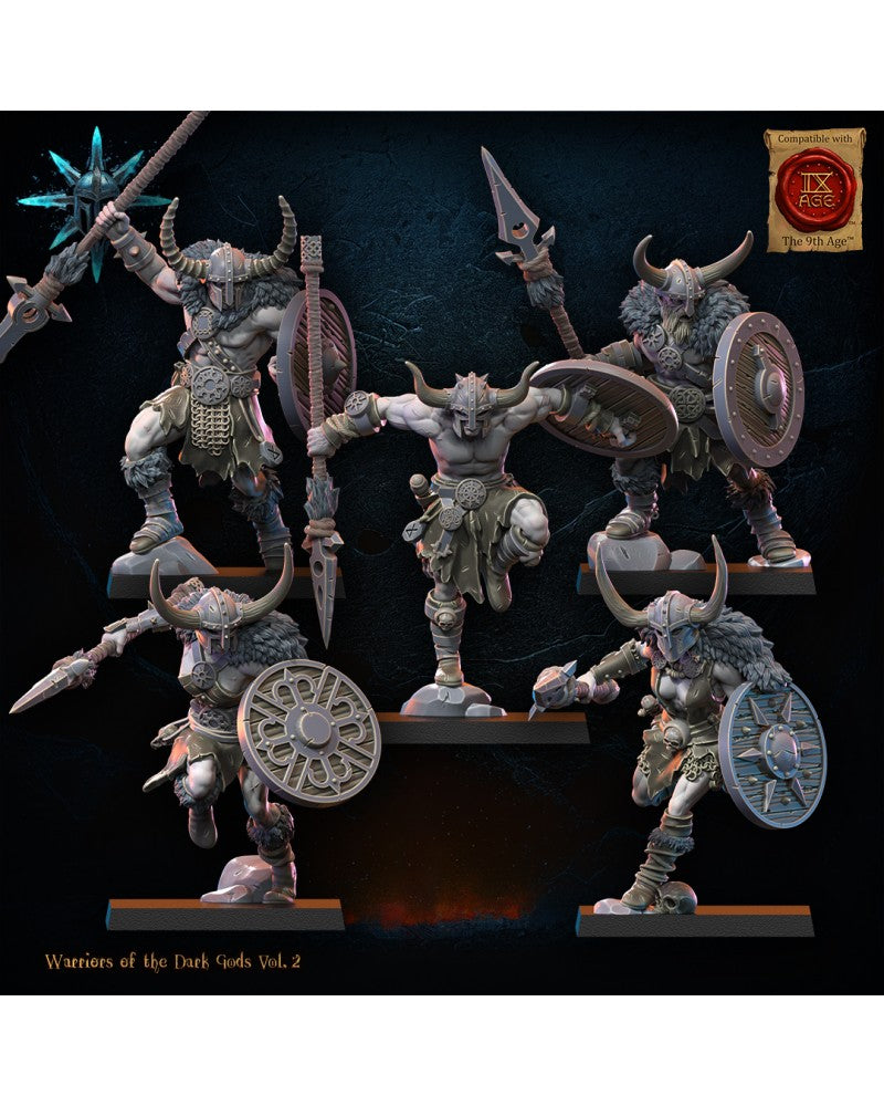Barbarian Regiment with Spears/Axes (x10) - Warriors of the Dark Gods - TTRPG - Wargaming - Dungeons and Dragons