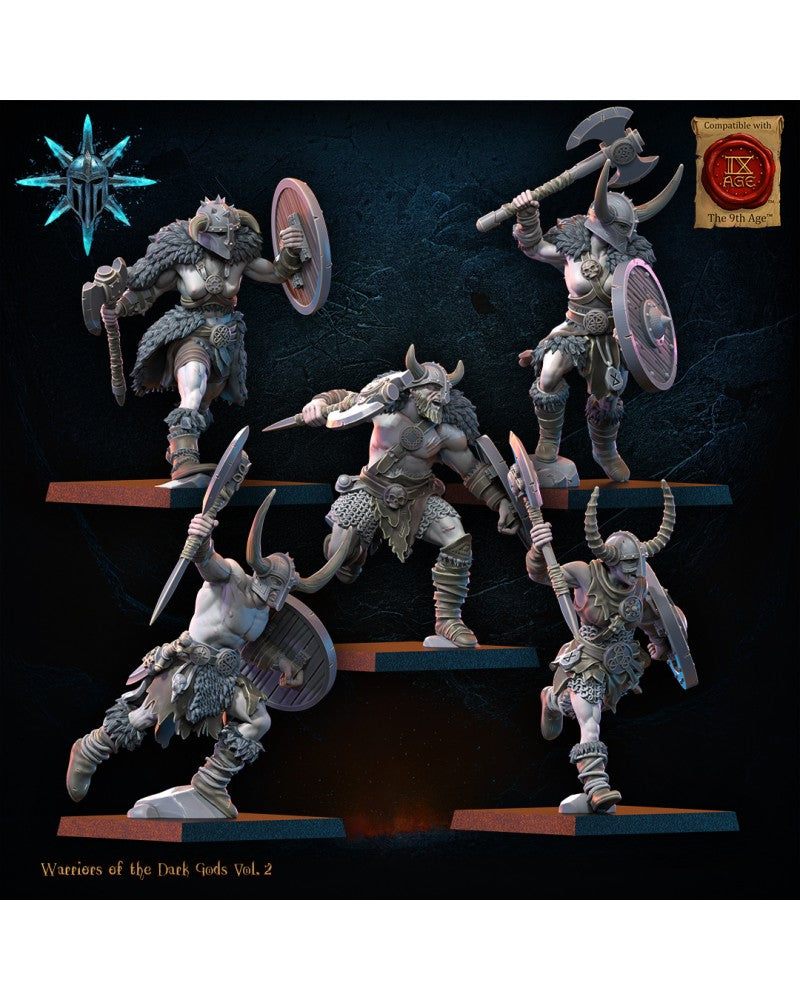 Barbarian Regiment with Spears/Axes (x10) - Warriors of the Dark Gods - TTRPG - Wargaming - Dungeons and Dragons