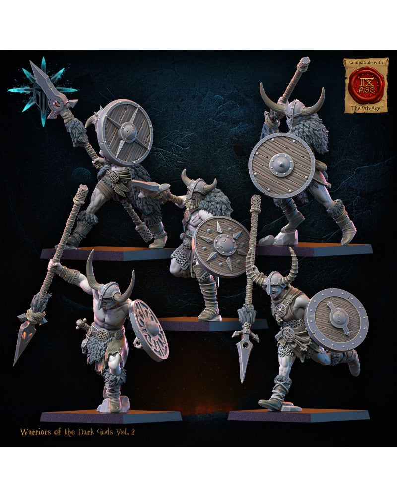 Barbarian Regiment with Spears/Axes (x10) - Warriors of the Dark Gods - TTRPG - Wargaming - Dungeons and Dragons