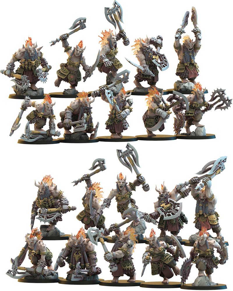 Berserker Unit v2 (x10) - Chaos Dwarves - TTRPG - Wargaming - Dungeons and Dragons