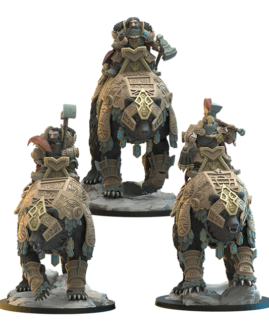Bjørn Knights (x3) Dwarven Bear Riders - TTRPG - Wargaming - LOTR - Dungeons and Dragons