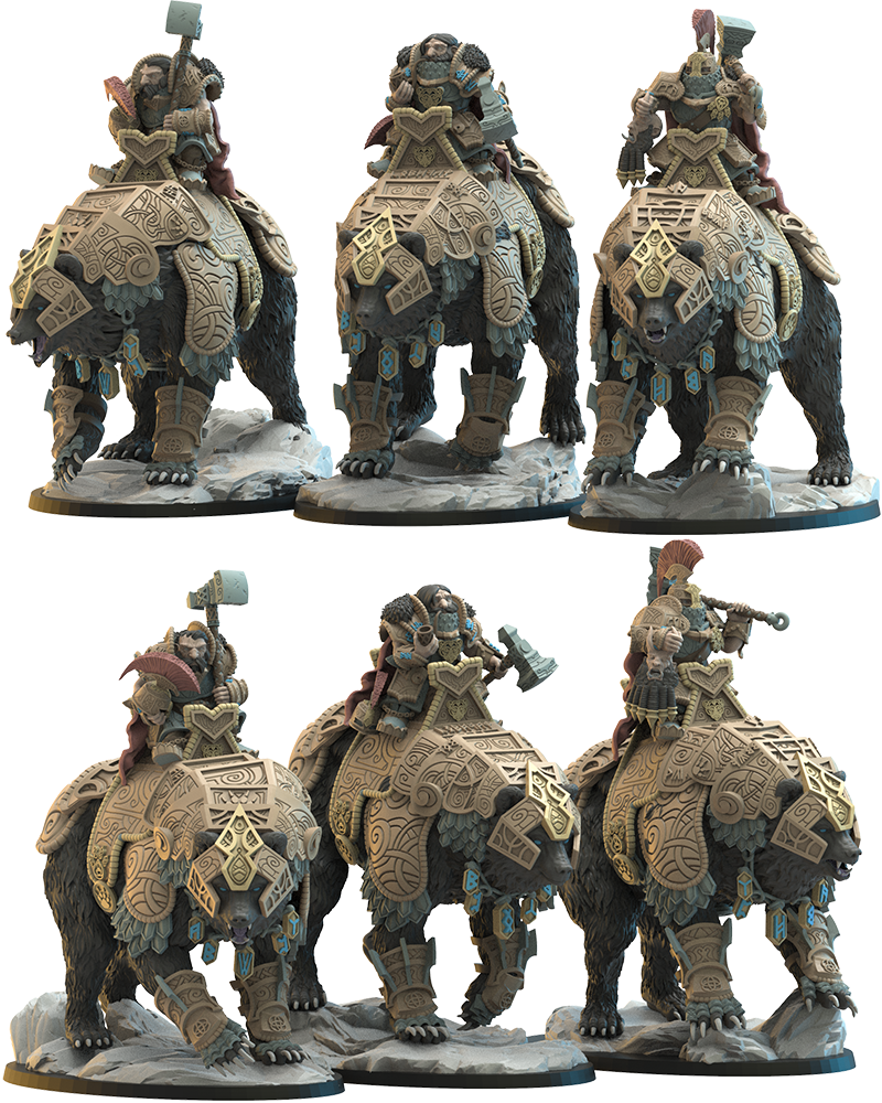Bjørn Knights (x3) Dwarven Bear Riders - TTRPG - Wargaming - LOTR - Dungeons and Dragons