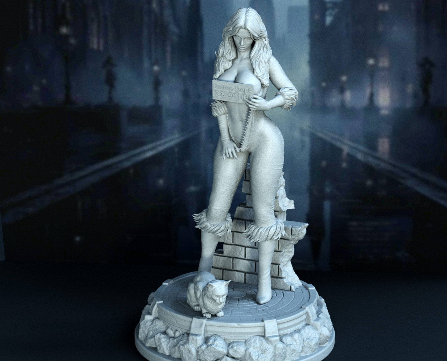 Black Cat Sculpture (75mm to 500mm) - Unassembled/Unpainted/3D Print