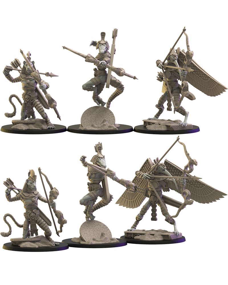 Canopic Guard with bows (x3) - Tomb Kings - Undead - TTRPG - Wargaming - Dungeons and Dragons