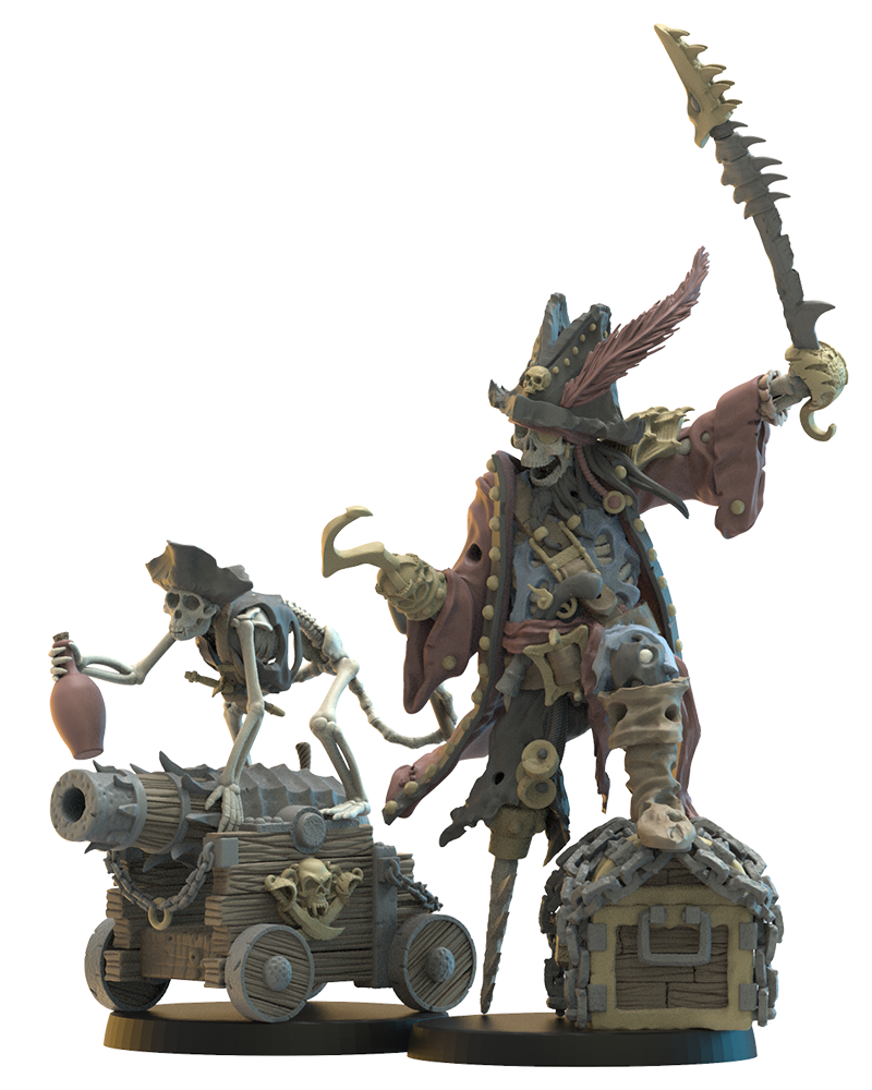 Captain "Saw Leg" & Mr. Boom - Undead Pirates - TTRPG - Wargaming - Dungeons and Dragons