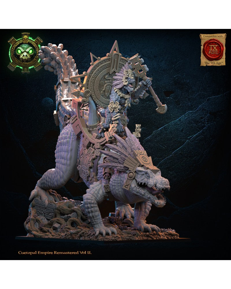 Citlallicue, Cipactli Heroine on Deinosuchus - Lizard-Men - TTRPG - Wargaming - Dungeons and Dragons