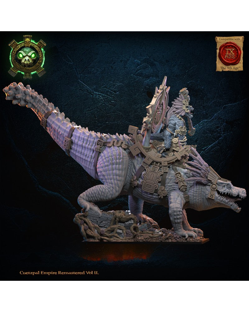 Citlallicue, Cipactli Heroine on Deinosuchus - Lizard-Men - TTRPG - Wargaming - Dungeons and Dragons