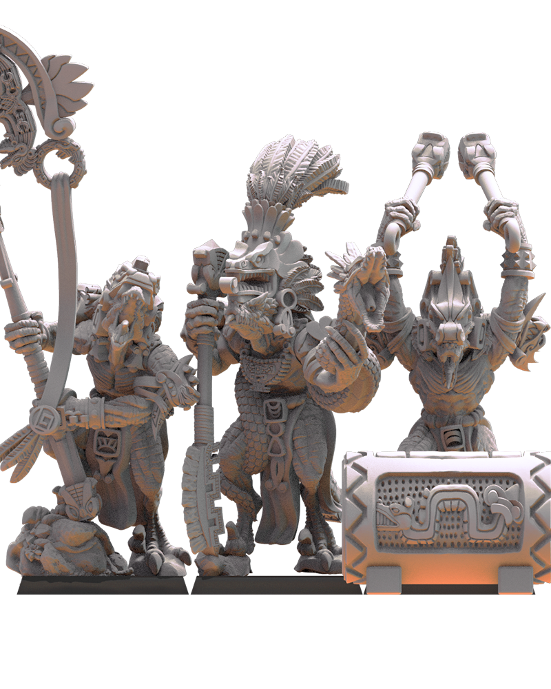 Coatl Guard Command Group - Lizard-Men - TTRPG - Wargaming - Dungeons and Dragons