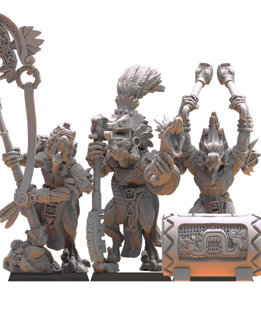 Coatl Guard Command Group - Lizard-Men - TTRPG - Wargaming - Dungeons and Dragons